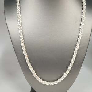 Heavy solid 925 Sterling Silver Byzantine Rope Chain Necklace 24" 4.9mm 66g